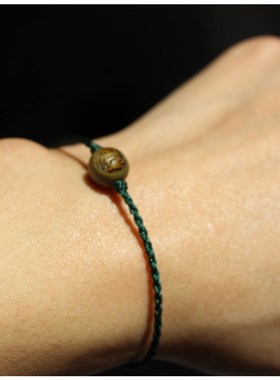 超细手绳绿色生肖兔手链十二生肖绿檀木属相牛虎龙蛇马羊猴鸡狗猪