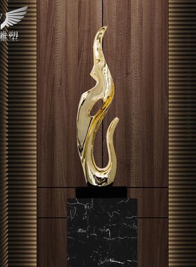 抽酒店金花火树象雕塑房摆件艺术装饰品摆电镀玄关摆饰样板客厅大