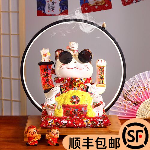 大号招财猫摆件自动招手摇手发财猫店铺收银台家居客厅乔迁礼品