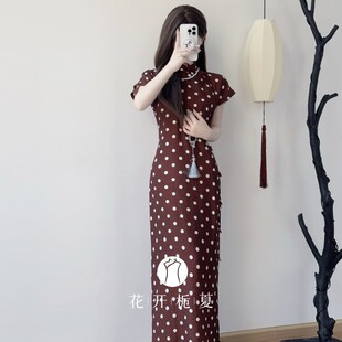 全开襟旗袍2025夏季 古法平裁长款 新款 新中式 改良4 浪漫波点