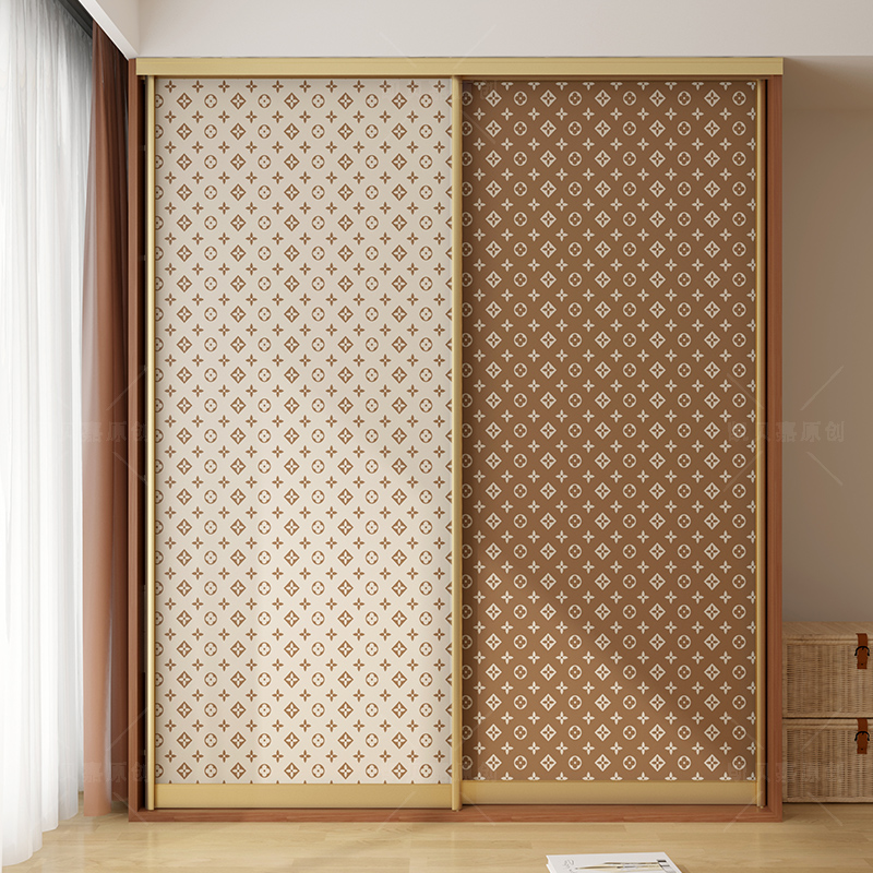 推拉门贴纸复古改造老式柜子自粘翻新贴画卧室柜门改色