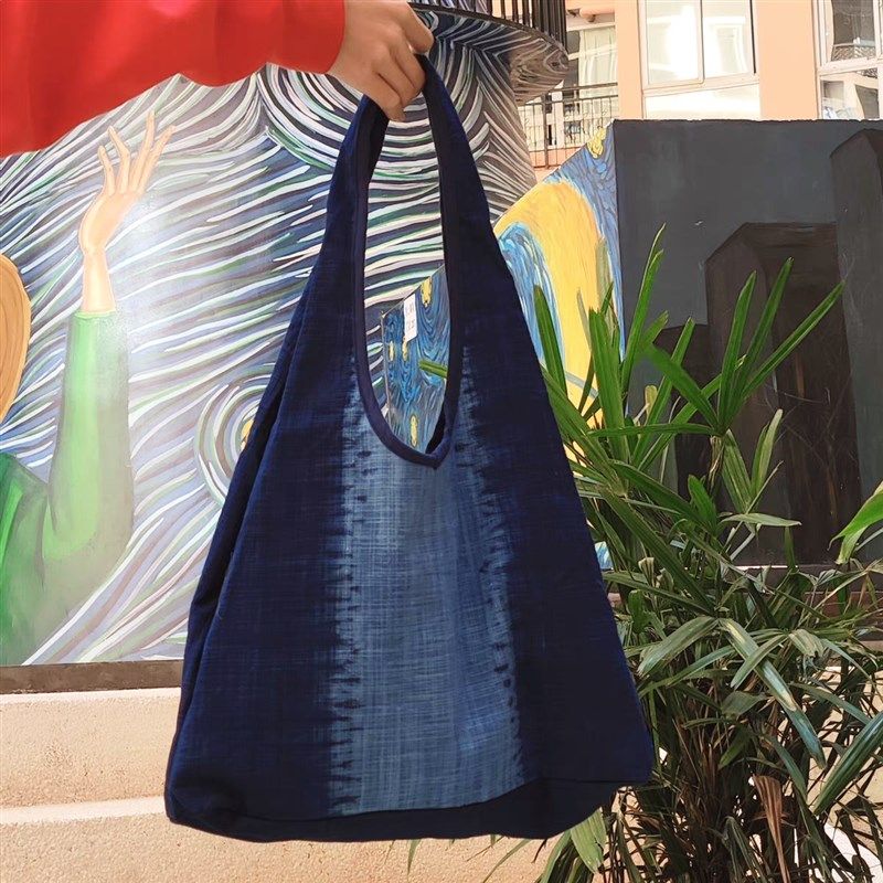 云南手工扎染草木染棉麻挎包休闲多层包百搭环保静享岁月松驰感