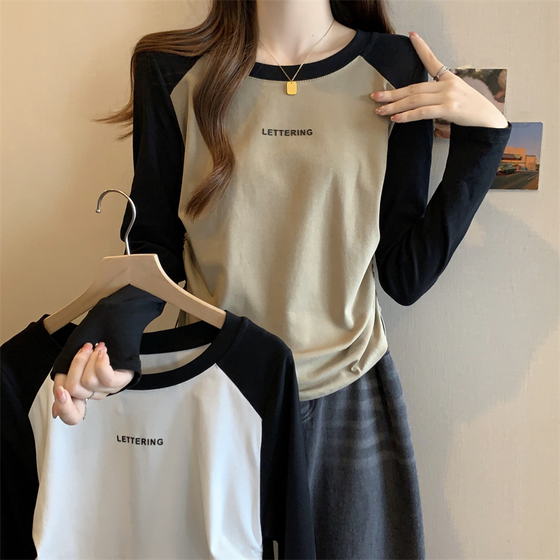 产后哺乳上衣外出秋装撞色抽绳长袖T恤辣妈款休闲显瘦哺乳打底衫