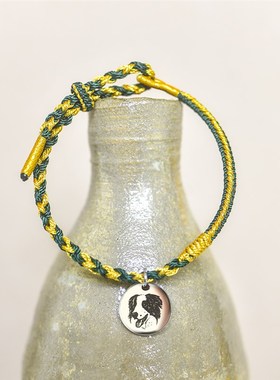 来图定制宠物猫狗照片头像纪念手绳编织环情侣手链女朋友礼物刻字