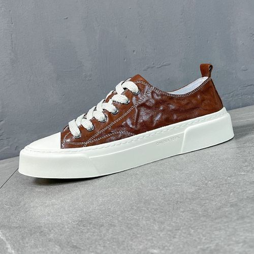 春夏鞋子男头层牛皮手抓纹复古休闲鞋青年低帮透气男士经典板鞋潮