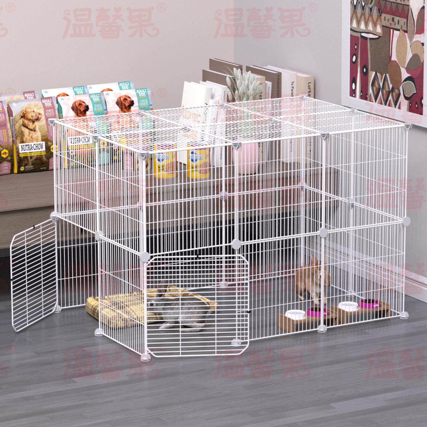 小宠物放风围栏兔笼室内家用乌龟防逃网加密荷兰猪龙猫围挡带顶