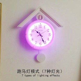 布谷鸟座钟挂钟客厅电视格栅创意装饰壁挂墙时钟报时咕咕钟