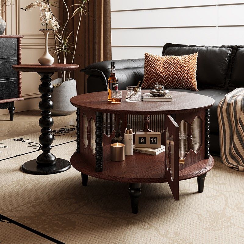 即爱法式复古实木茶几小户型中古风客厅家用电视柜圆形茶桌,住宅家具,茶几,淘宝优惠券,粉丝福利购,淘宝优惠卷
