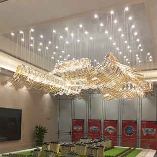现代别墅售楼部沙盘工程水晶瓦片玻璃底盘酒店大堂宴会厅吊灯