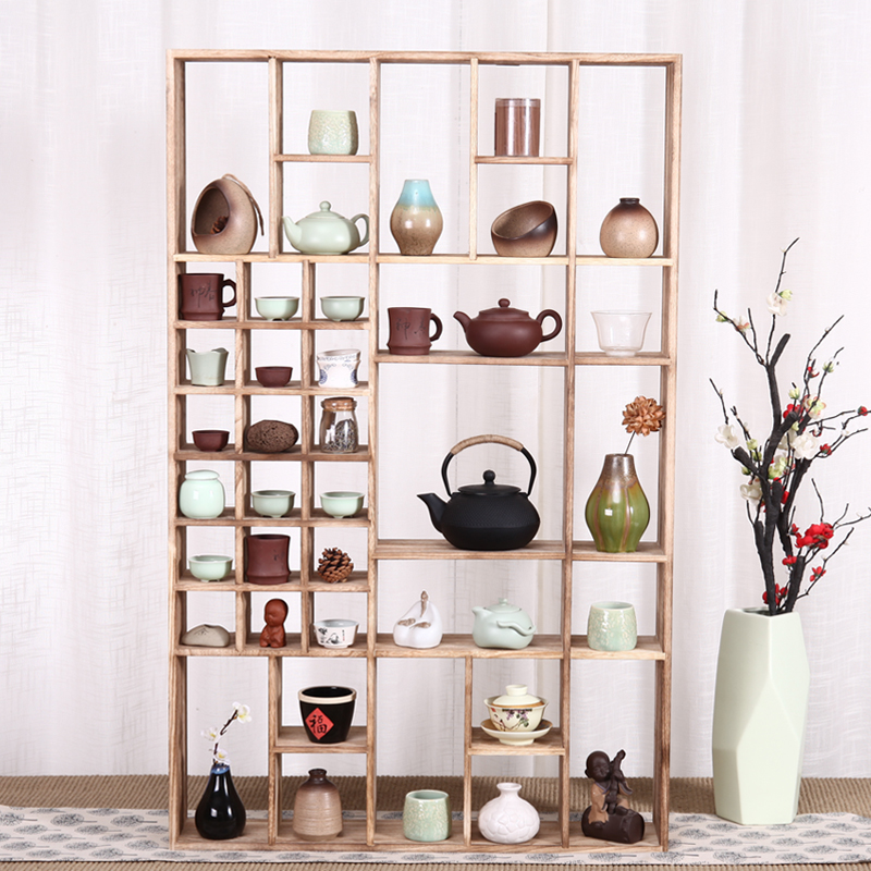 中式博古架实木多宝阁茶叶架茶壶架玄关隔断茶杯架茶具置物展示架