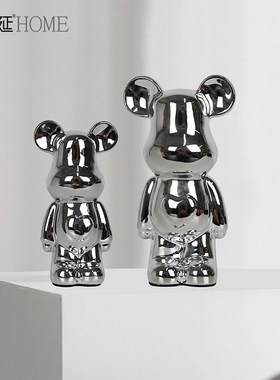 暴力熊陶瓷卡通爱心熊小公仔摆设玄关客厅电视柜酒柜软装饰品