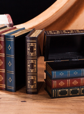 欧式复古装饰书仿真书假书摄影道具书橱装饰品书本书盒木质