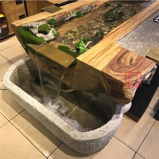 办公室新流水茶桌椅实木养鱼茶台景观方形茶几大型河流桌