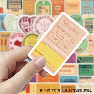 180张爆款复古票据贴纸门票手账女孩儿童装饰手帐手机防水贴画diy