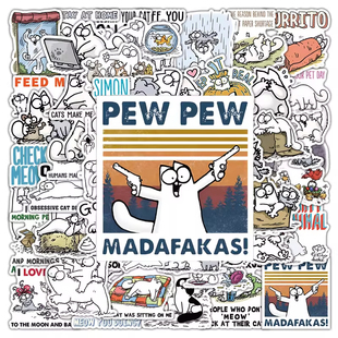 150张Simon's Cat西蒙的猫贴纸喜欢恶作剧的猫咪卡通周边装饰贴画