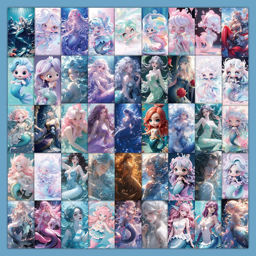 卡通美人鱼贴纸梦幻深海少女周边