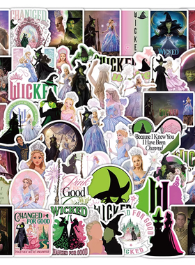 100张Wicked魔法坏女巫2贴纸艾芙芭格琳达奇幻电影装饰防水贴画