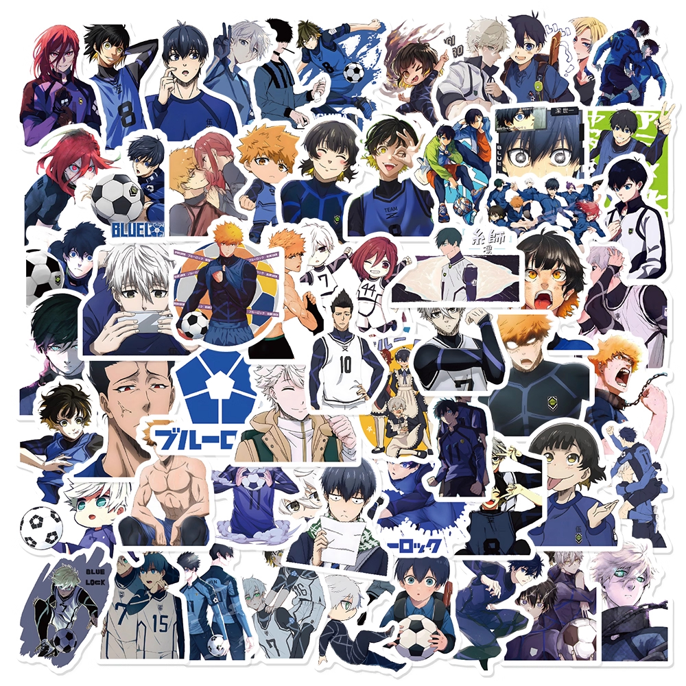 100张蓝色监狱贴纸动漫人物周边手机手账行李箱桌面装饰防水贴画
