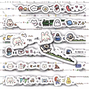 111张分割线贴纸卡通简笔画儿童成长相册手帐手抄报素材diy贴画