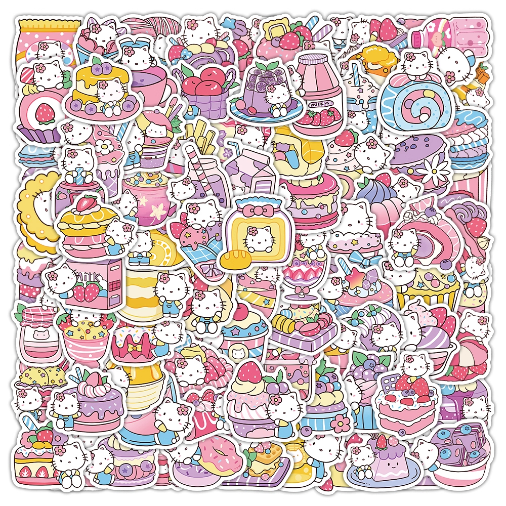 200张凯蒂猫贴纸kt猫人物周边儿童少女装饰小图案行李箱手机贴画