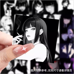 177张超性感黑白女孩贴纸创意动漫装饰标签防水素材行李箱贴画diy
