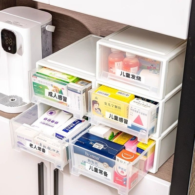药品收纳箱家庭装盒透明抽屉式医药急救大号容量分层家用常备药箱