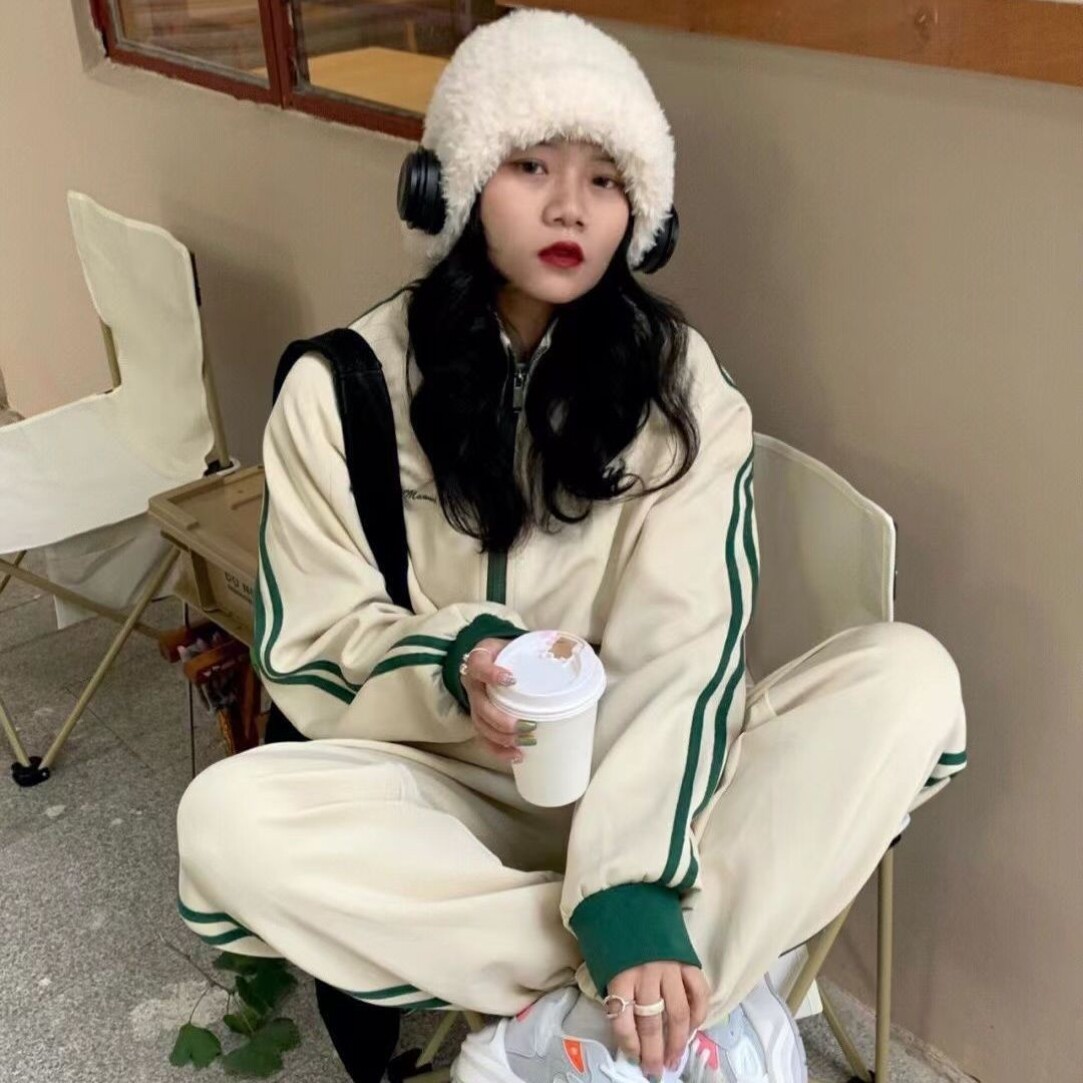 运动套装女秋季ins潮学生韩版宽松显瘦时尚网红休闲两件套跑步服
