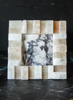 简约创意手工矿石相框客厅卧室照片摆饰马赛克石材相框桌面摆件