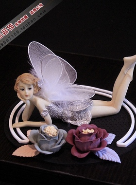欧式新款车内迷你中控台可爱摆件吊脚娃娃天使花仙子女神车内摆件