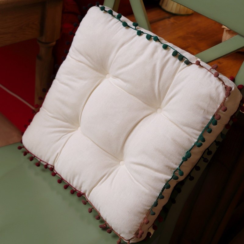 美式乡村纯色彩色球球花边温馨系列椅垫 汽车垫 办公室坐垫