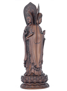 紫铜三亚南山三面观音佛像纯铜普陀山南海观世音菩萨家用供奉摆件