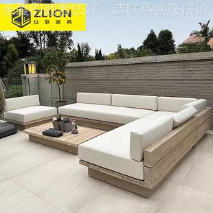 欧户外柚木庭819沙发别墅院发沙北家具组合室外露台花园实木沙发