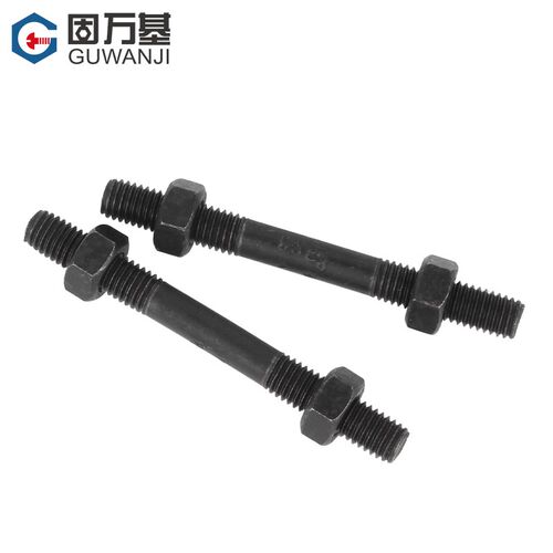 8.8级发黑双头螺丝螺母双头螺栓套装高强度双头螺丝大全M8M10-M36