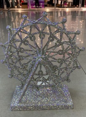 镶钻家居客厅摆件复古铁艺摩天轮模型装饰创意结婚情人礼物礼品