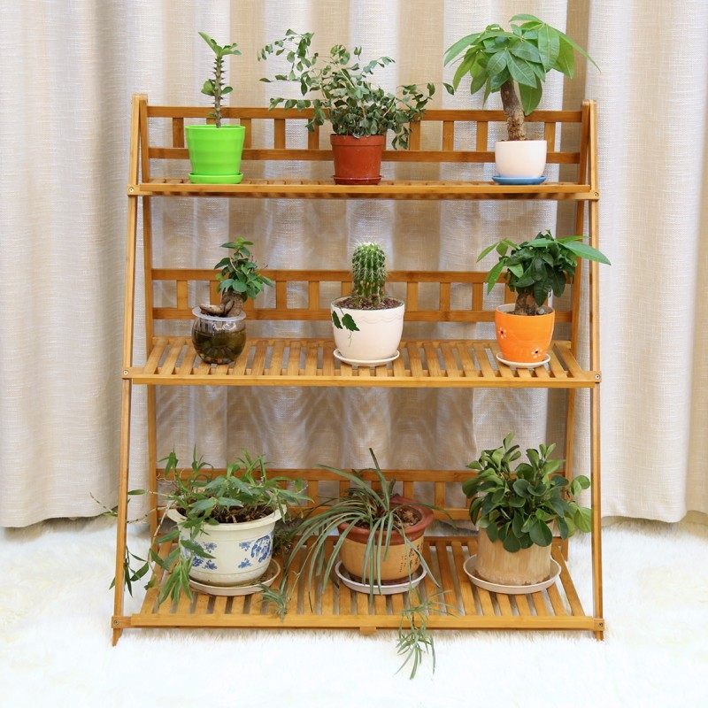 百山九川楠竹花架阶梯折叠多层室内阳台落地竹木多肉吊兰花盆