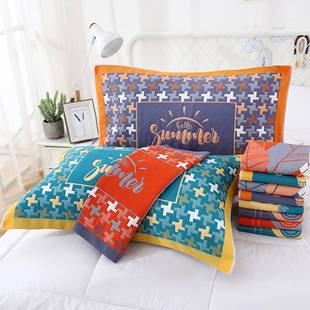 5层棉纱枕巾纯棉100全棉加厚一对沙布防螨家用吸汗高档深色系