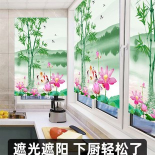新款 办公室卫生间阳台全遮光防晒帘 2022窗帘卷拉式 遮阳免打孔安装