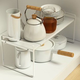 厨房台面橱柜分层内阁置物架桌面收纳隔板水槽储物调味料盘子锅架