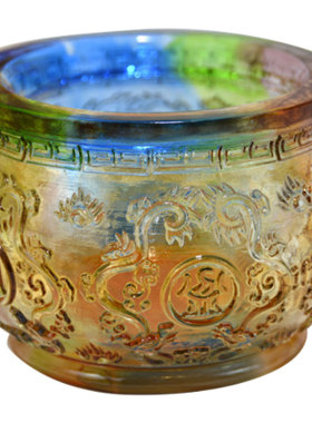 琉璃聚宝盆小摆件招财办公室收纳盒存钱罐客厅玄关装饰水晶工艺品