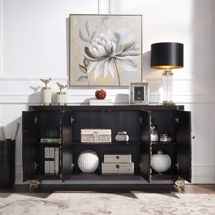 饰屏风柜客厅别墅柜 轻奢餐边柜实木玄关柜现代简约入户隔断装