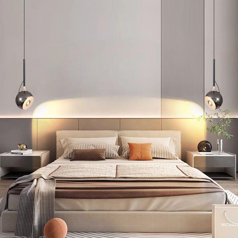 极简卧室床头吊灯可旋转轻奢现代简约可升降主卧吊线灯吧台小吊灯