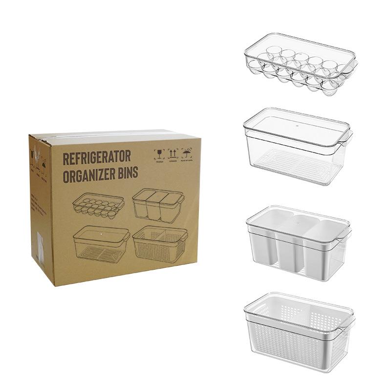 日式沥水保鲜盒抽屉式分格鸡蛋盒厨房塑料多层套装组合冰箱收纳盒