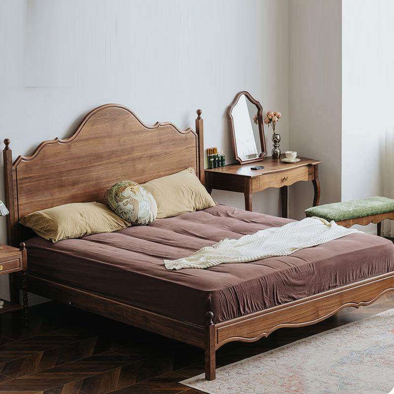 北欧玫瑰实木床1.8米1.5复古北欧卧室双人床黑胡桃木实木主卧大床