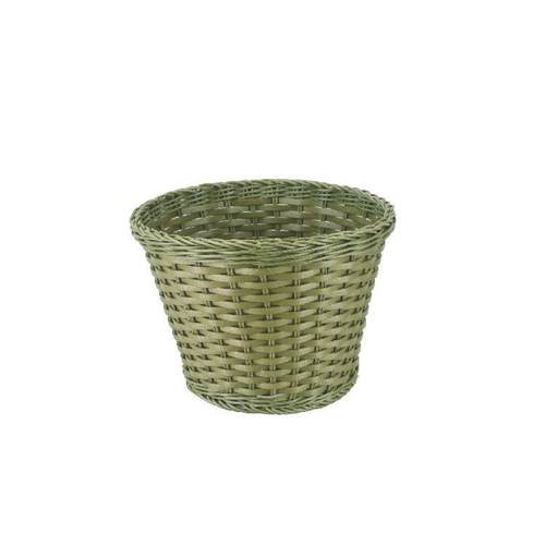 仿竹PP塑料材质绿色圆锥形手工编织小规格客房毛巾收纳筐