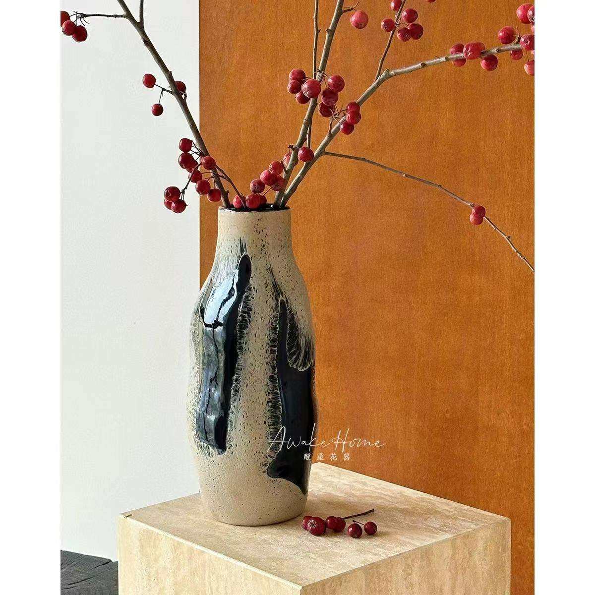 仛寂风艺术手工玻璃花瓶日式新中式禅意高级干枝民宿茶室软装花器,3C数码配件,USB灯,淘宝优惠券,粉丝福利购,淘宝优惠卷