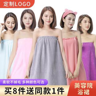 高档美容院专用浴裙浴袍客人可定制logo裹胸裙抹胸汗蒸服桑拿女睡