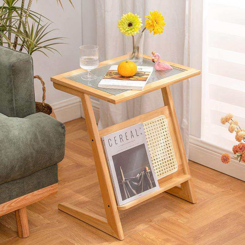 日式沙发边几客厅玻璃小茶几藤编床头边桌置物架可移动小桌子角几,3C数码配件,USB灯,淘宝优惠券,粉丝福利购,淘宝优惠卷