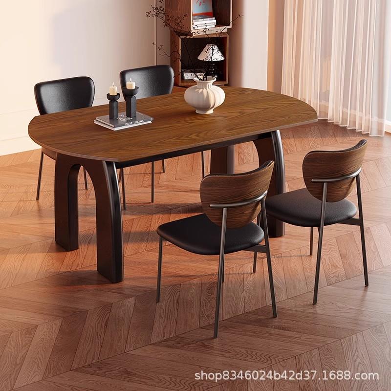 伸缩中折叠白蜡可餐桌木纹法式饭桌圆桌家用小户型古风复古风实木