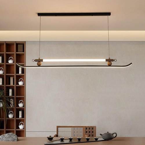 新中式茶台茶桌吊灯现代简约书房吧台餐厅灯创意个性长条茶室吊灯