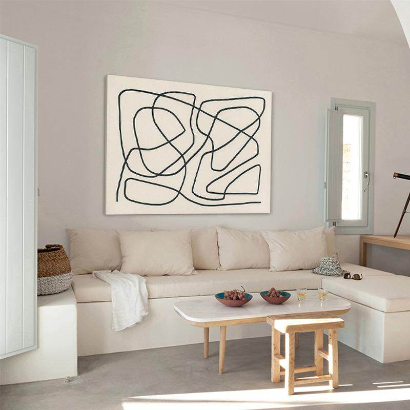 丝线赤贫风抽象民宿装饰画简约线条挂画客栈摆画小众艺术无框画